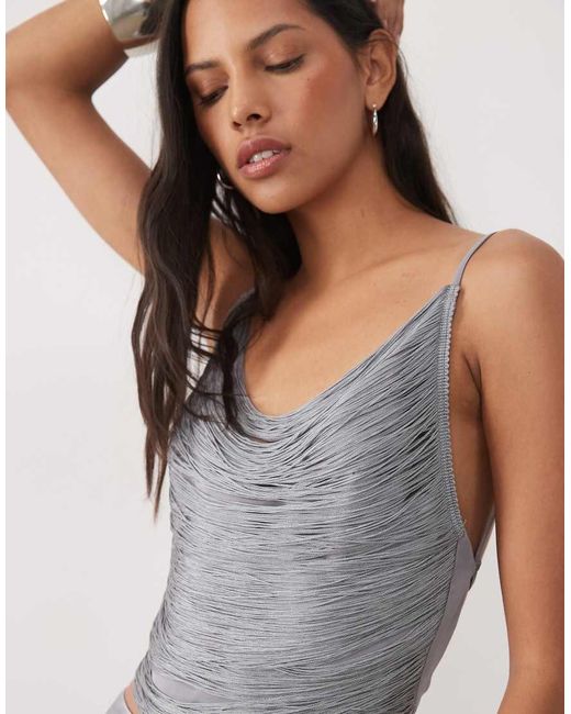 Mango Gray Capsule Tassle Halterneck Top