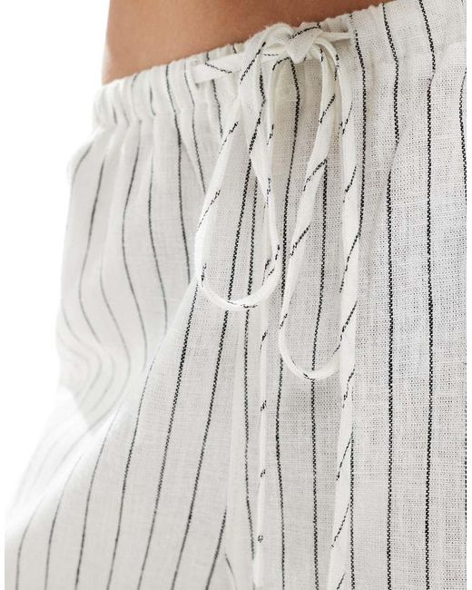 South Beach White Stripe Linen Blend Trouser