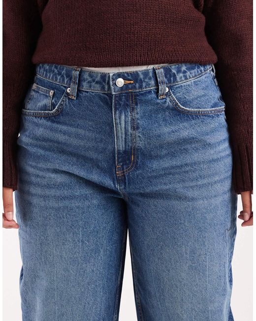 ASOS Blue Asos Design Curve Slim Barrel Leg Jeans