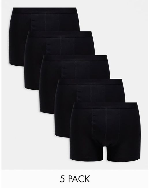 Confezione Da 5 Paia Di Boxer Aderenti Neri di ASOS in Black da Uomo