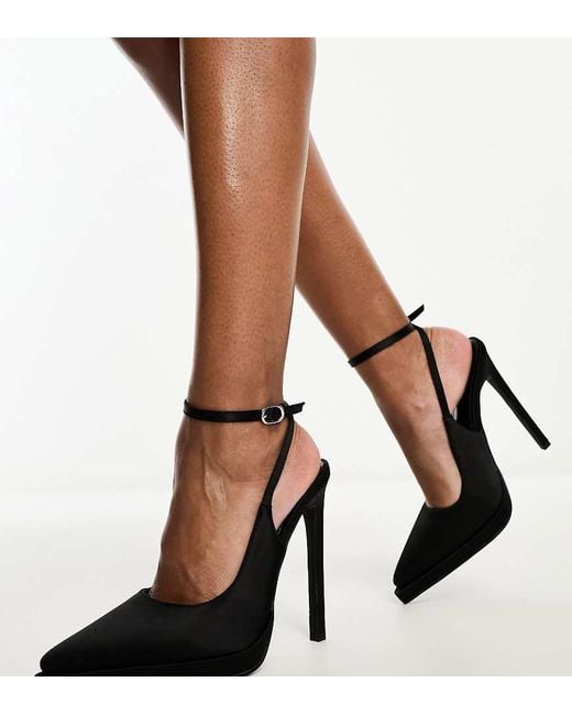 SIMMI Black Simmi London Wide Fit Landen Platform Heeled Court Shoe