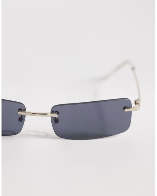 ASOS White Rectangle Rimless Sunglasses for men