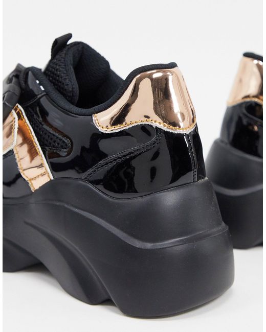 black chunky lace up trainers