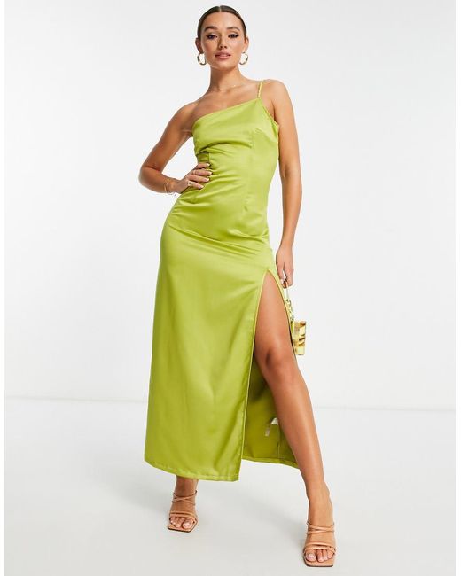 Vestito Monospalla Lungo Con Spacco di Extro & Vert in Green