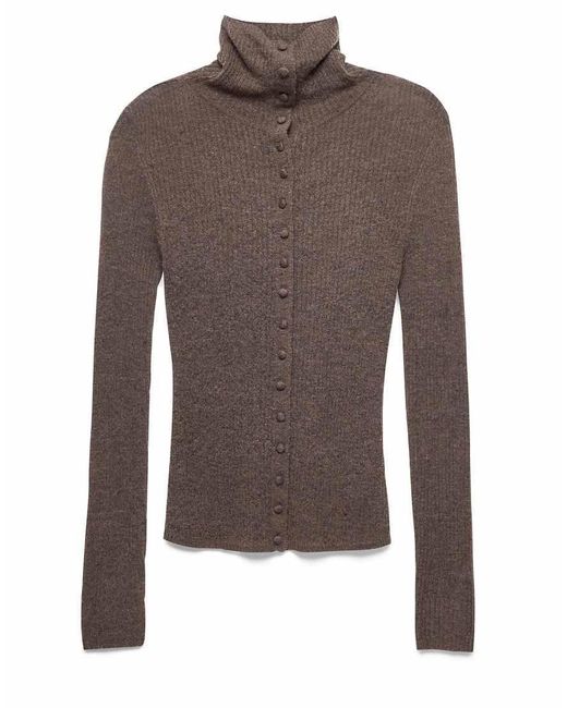 NA-KD Blue Thin Wool Knitted Button Top