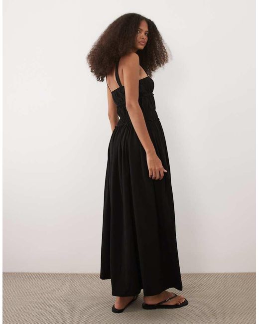 ASOS Black Cami With Gathered Tiers Maxi Dress