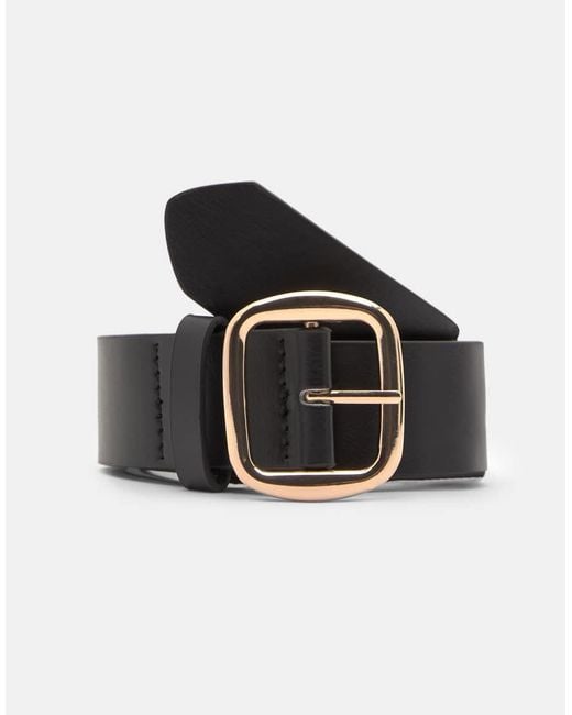 Pull&Bear Black Belt With Square Buckle