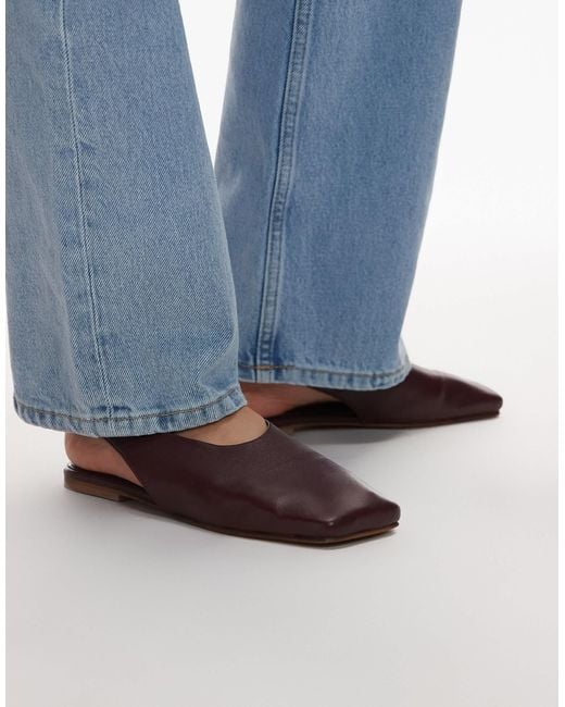 TOPSHOP Blue Brit Leather Slingback Ballet