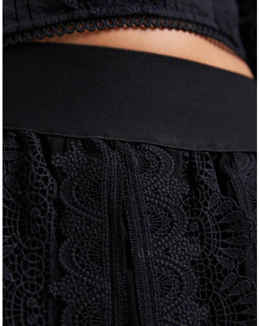 AllSaints Black Vashtie Asymmetric Tulle Ruffle Midi Skirt