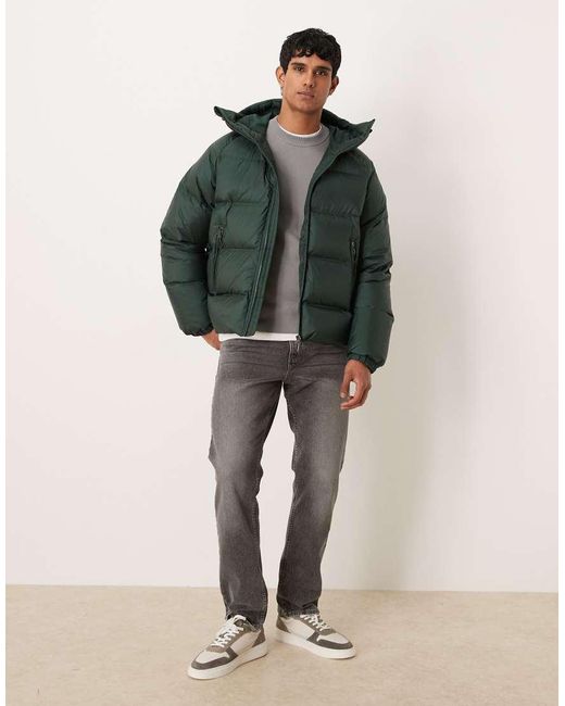 ARKET Green Sporty Down Jacket With Hood for men