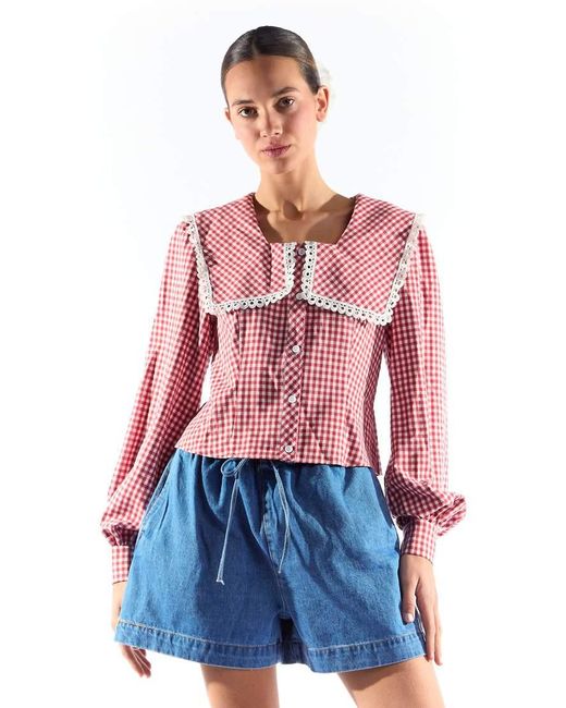 Collective The Label Red Oversized Collar Blouse