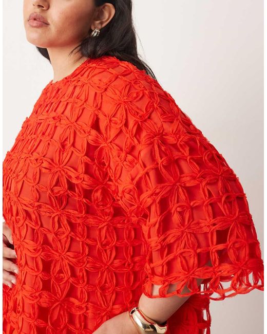 ARRANGE Red Curve Applique Oversized T-Shirt Co-Ord