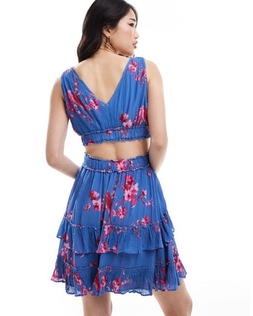 AllSaints Blue Mikayla Iona Ruffle Mini Dress