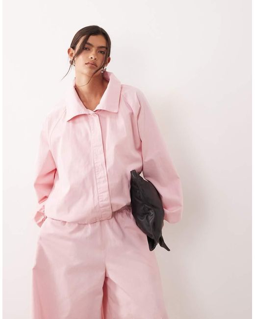 ARRANGE Pink Drawcord Hem Utility Twill Jacket