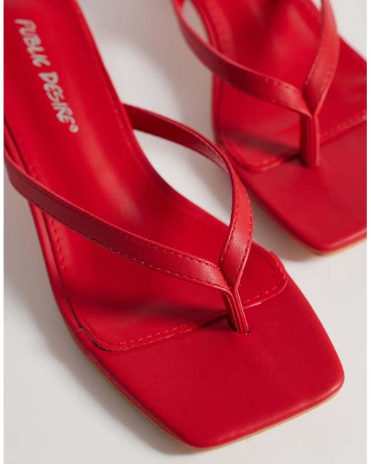 Public Desire Red Everlast Kitten Heel Flip Flop Sandals