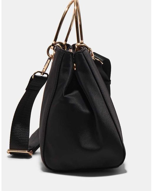 Stradivarius Black Tote Bag With Metallic Handle