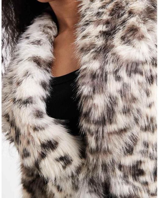 New Look Brown Shawl Faux Fur Coat