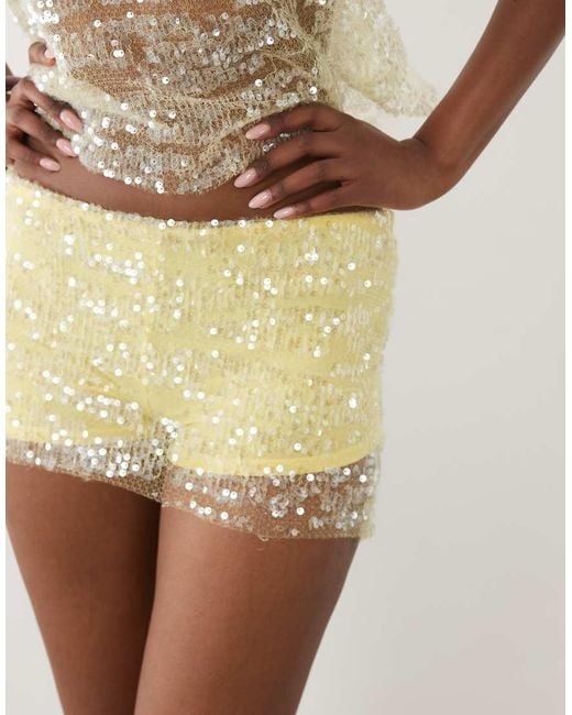 ASOS Natural Slinky Sequin Co-ord Shorts