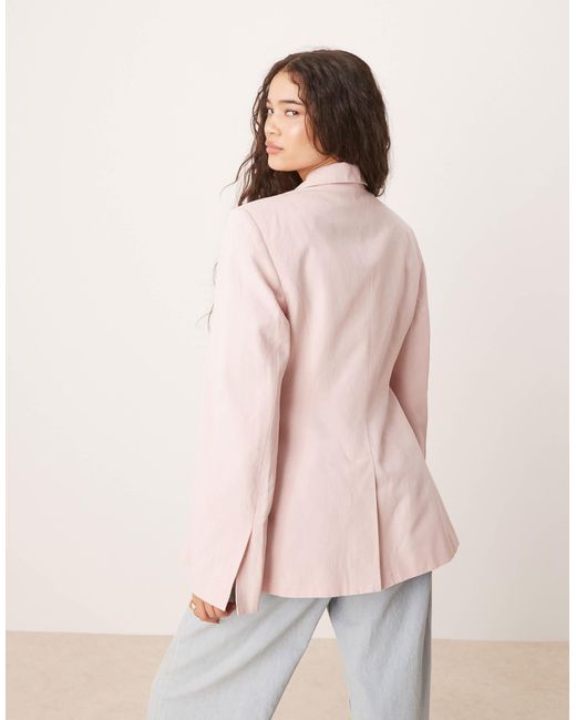 ASOS Natural Moulded Hip Linen Blazer