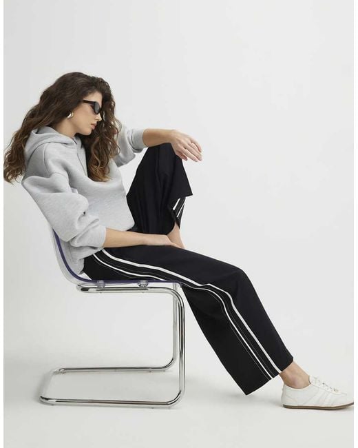 River Island Black Stitch Side Stripe Joggers