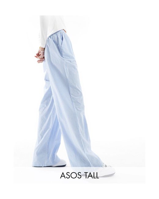 ASOS Blue Asos Design Tall Pull On Pants With Tab Waistband