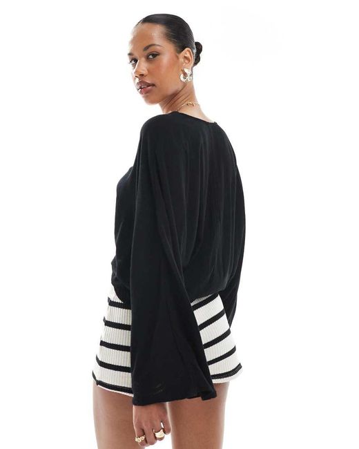 ONLY Black Textured Tie Front Floaty Top