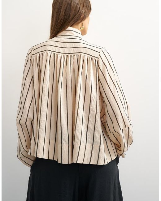 TOPSHOP White High Neck Balloon Sleeve Shirt
