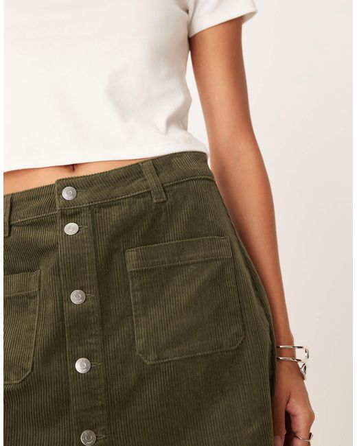 Jdy Natural Cord Button Through Mini Skirt