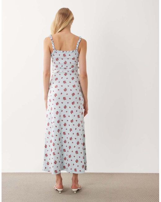 Miss Selfridge White Printed Cami Rib Maxi Dress