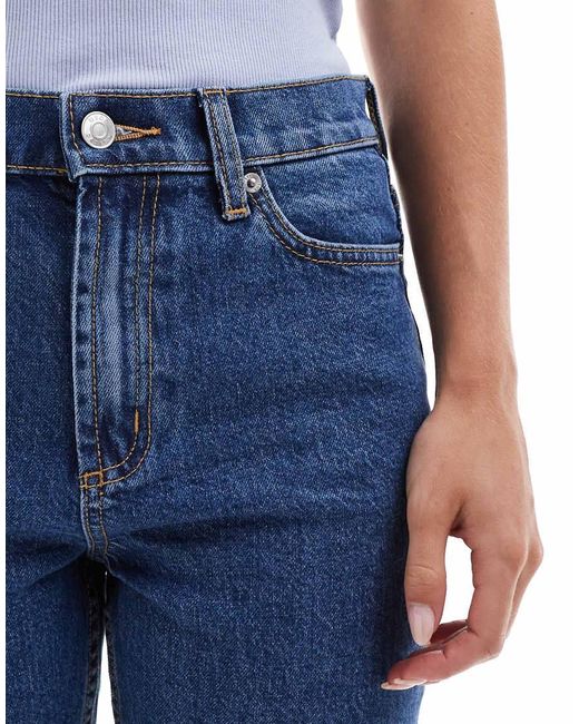 ASOS Blue Asos Design Petite Mid Rise Flare Jeans