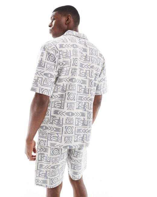 Threadbare – texturiertes, kurzärmliges hemd in White für Herren