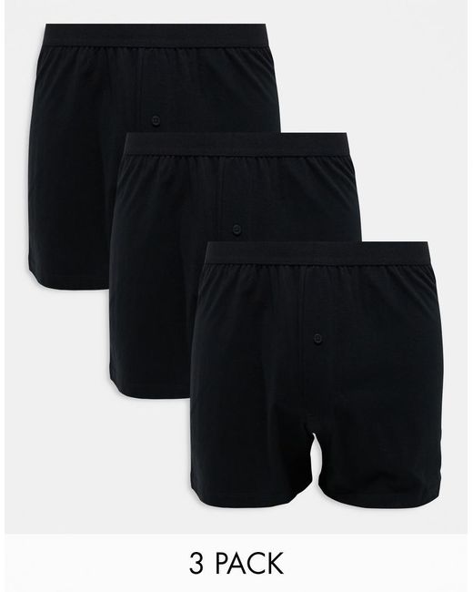 Pack De 3 Calzoncillos Bóxer Negros De ASOS de hombre de color Black