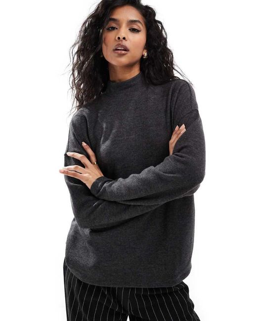 Vero Moda Hoogsluitende Oversized Top Van Jersey in het Black
