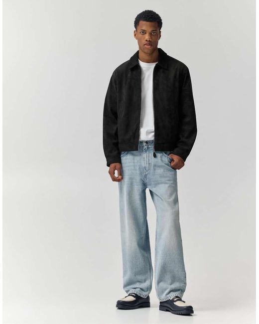 Pull&Bear Black Faux Suede Jacket for men