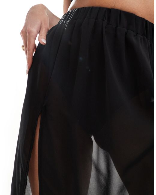 Threadbare Black Beach Maxi Skirt