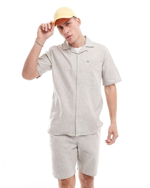 Only & Sons White Revere Collar Linen Mix Shirt Co-ord for men