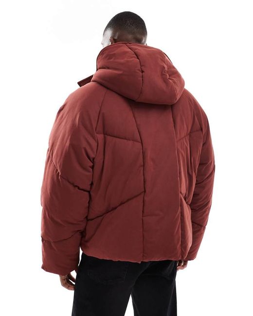 ASOS Oversized Gewatteerd Jack Met Capuchon in het Red voor heren