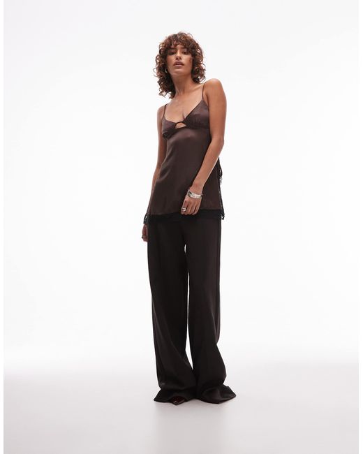 ASOS Brown – longline-camisole aus satin
