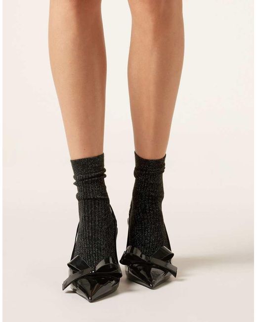 Calzedonia Black Glitter Ribbed Socks