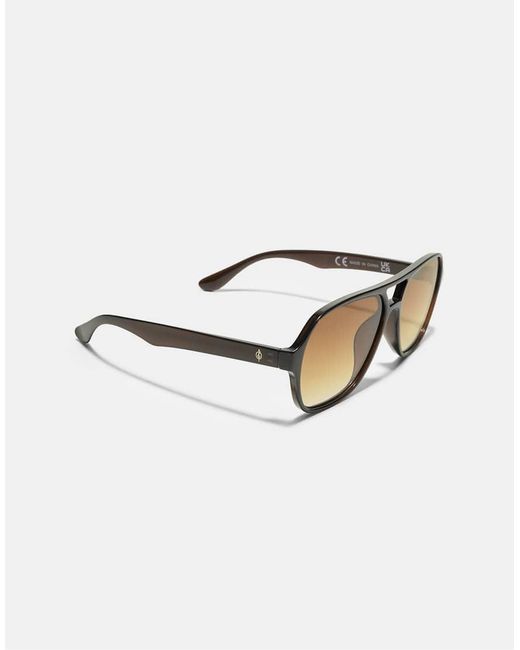 Stradivarius Brown Double Bridge Resin Sunglasses