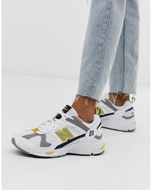 New Balance 878 White Yellow Chunky Trainers - Lyst