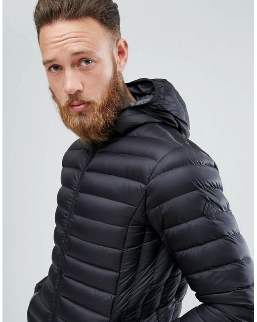 Schott Nyc Silverado Down Puffer Jacket Hooded Slim Fit In Black for Men Lyst
