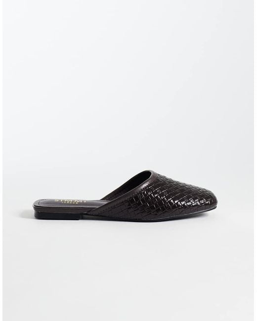 SIMMI Black Simmi London Nichola Wide Fit Woven Flat Mules