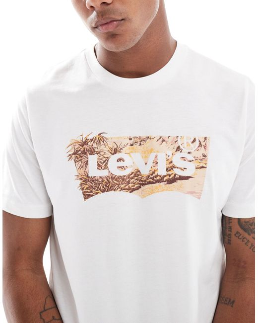 Camiseta blanca con logo tropical en forma Levi's de hombre de color White