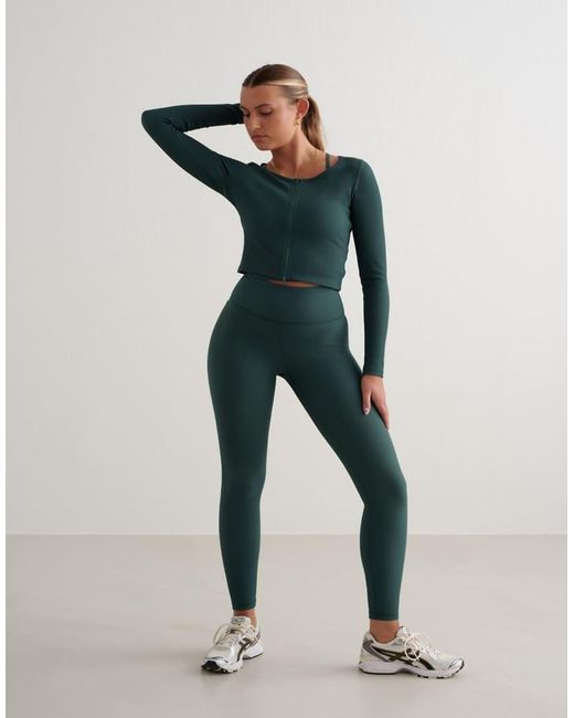 Aim'n Green Deep Emerald Ribbed Performance Zipped Cardigan