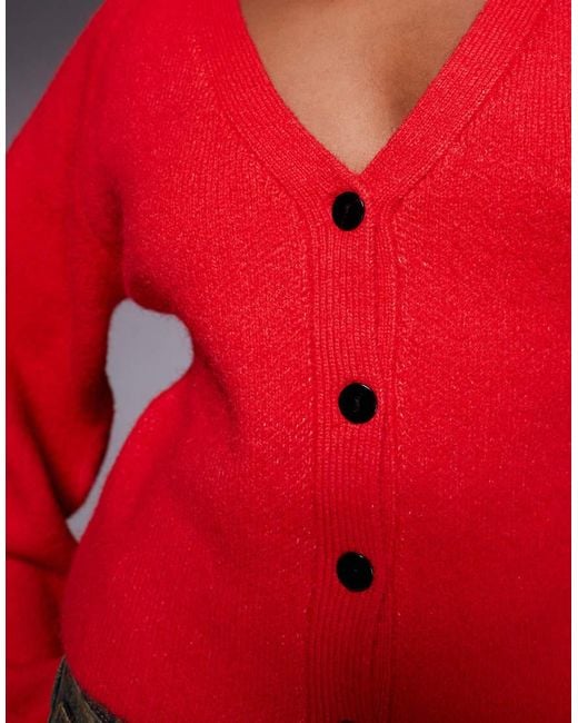 Abrand Jeans Red Cinched Waist Cosy Cardigan