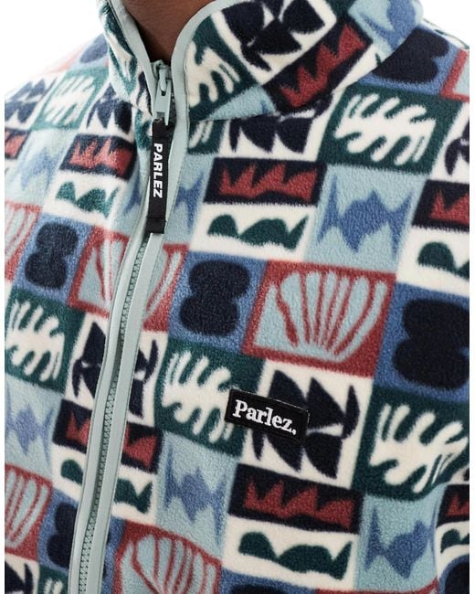 Parlez Multicolor Vassar Zip Through Printed Fleece for men