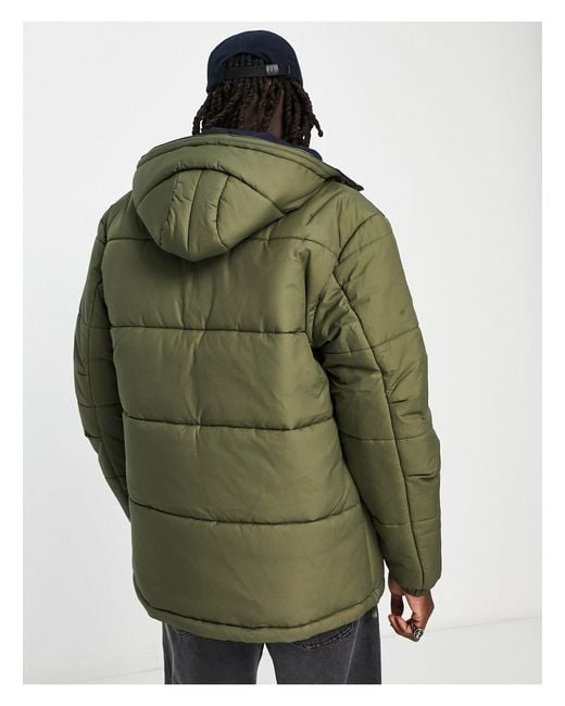 Fred Perry Green Short Quilted Padded Jacket for men