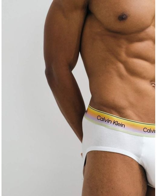 Calvin Klein White Pride Cotton Hip Briefs for men