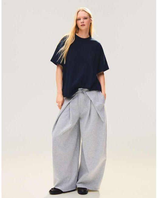 Bershka Blue Oversize Short Sleeve T-shirt